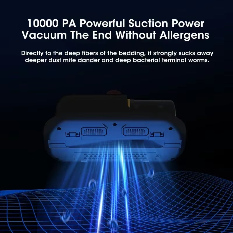 10Kpa New Mattress Vacuum Mite Remover Cordless Handheld Cleaner Powerful Suction for Cleaning Bed Pillows Clothes Sofa
